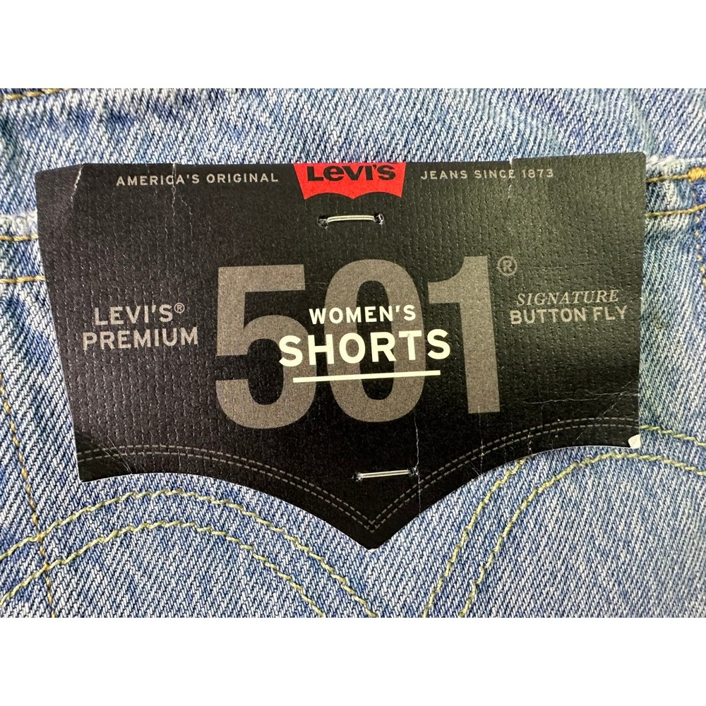 NWT Levi's Premium 501 Shorts Sz 34 Distressed Light Wash High Rise Denim Cutoff - Picture 4 of 16